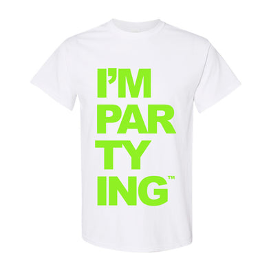I'M PARTYING Tee - Green & White