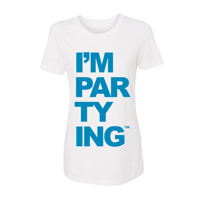 I'M PARTYING Tee - Blue & White